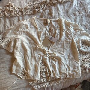 Elie Tahari Cream Textured Top